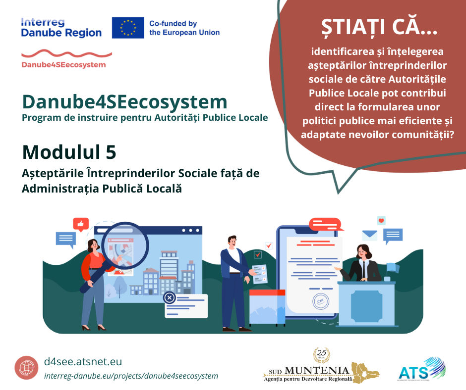 Programul de instruire Danube4SEecosystem - Modulul 5 pentru Autorități Publice Locale
