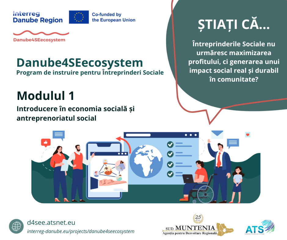 Programul de instruire Danube4SEecosystem - Modulul 1 pentru Întreprinderi Sociale