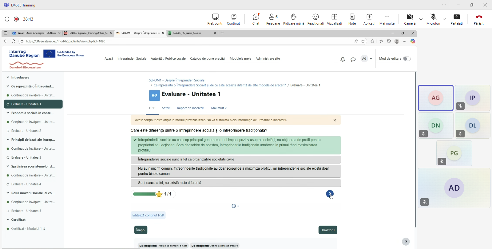Programul de instruire D4SEE - Economia socială prinde contur în regiunea Dunării